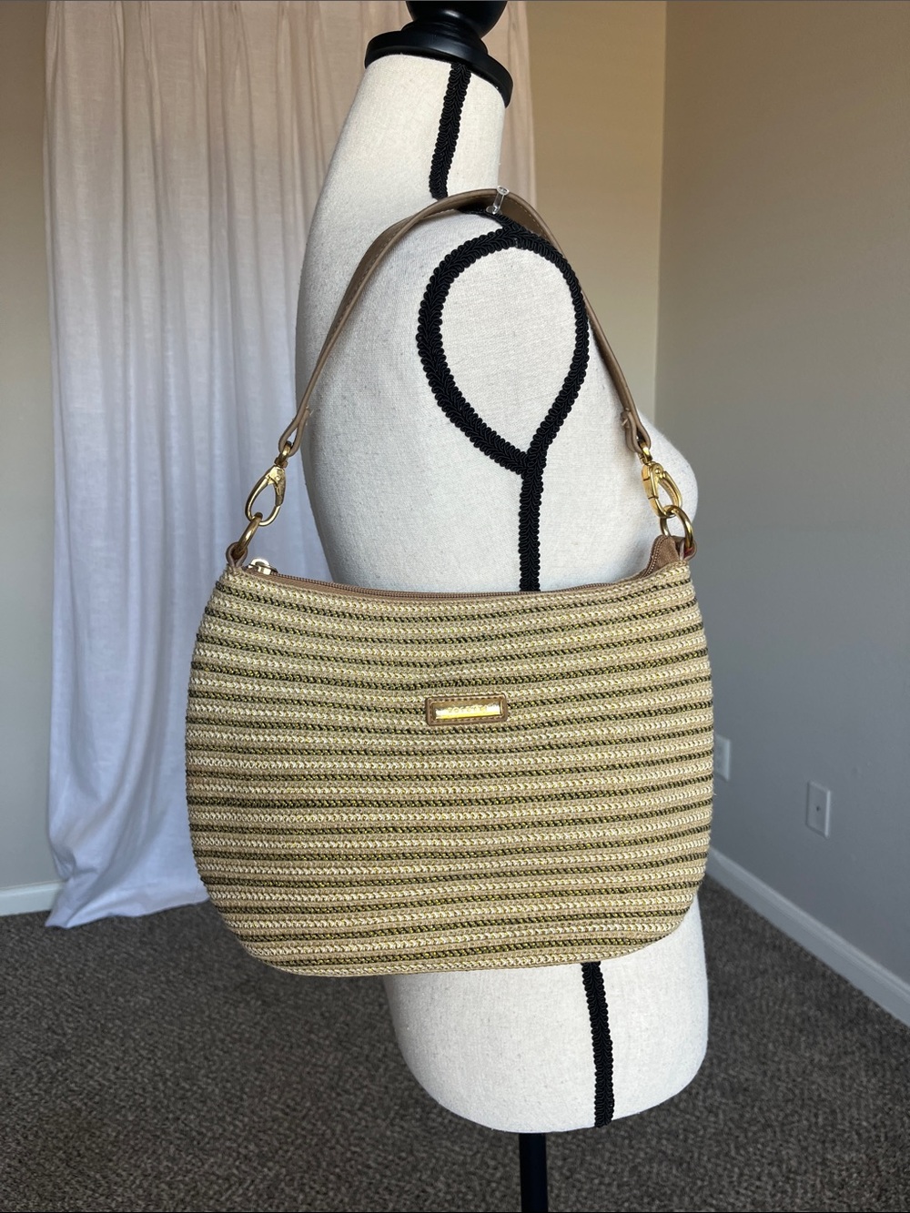 Rosetti Y2K Metallic Gold Woven Shoulder Bag Hobo Purse